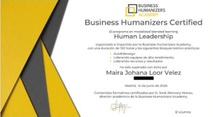 Ejemplo de certificado Business Humanizers Certified