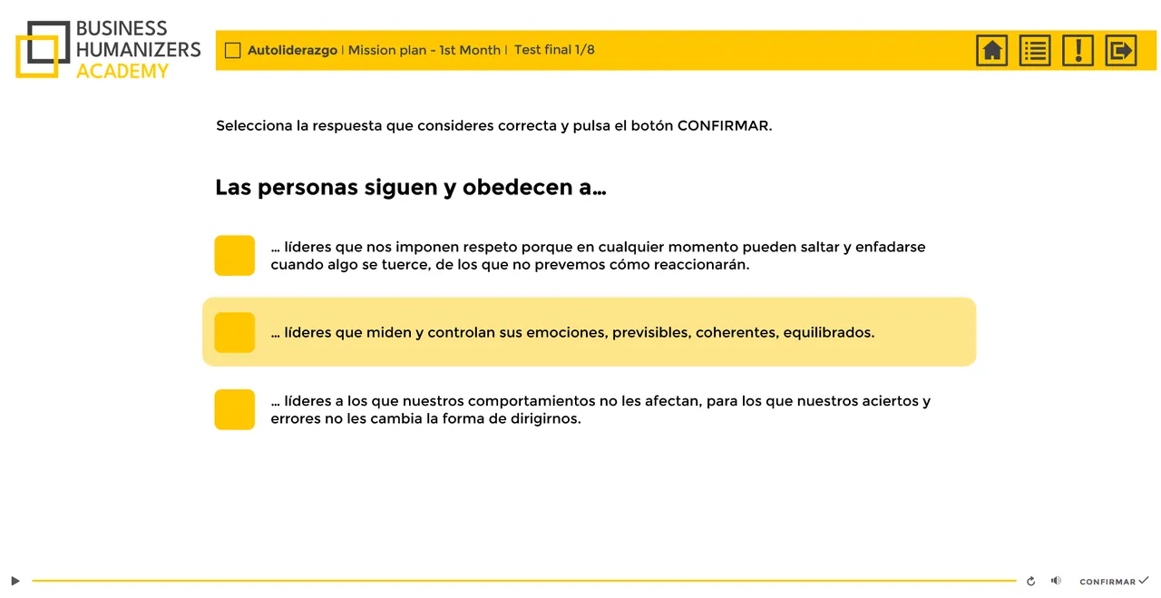 Ejercicio de respuesta múltiple con corrección inmediata